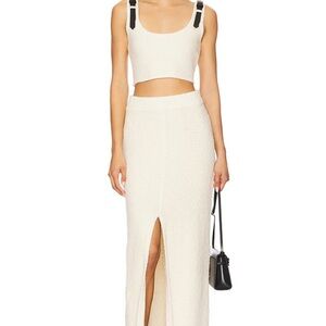 NONCHALANT knit cream set, selling maxi skirt and crop top